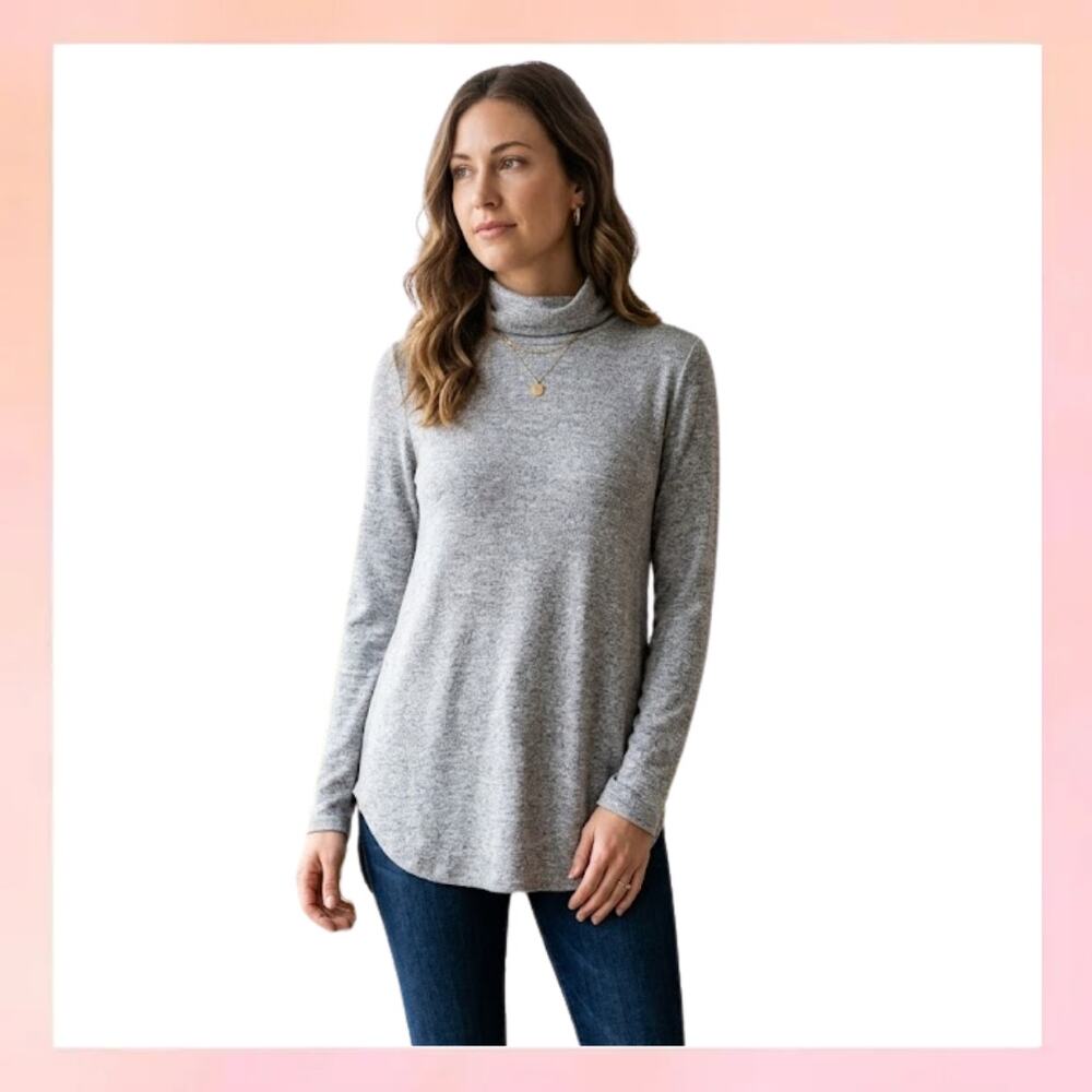 Banana Republic Luxespun Heather Gray Cowl Neck Long Sleeve Top XL